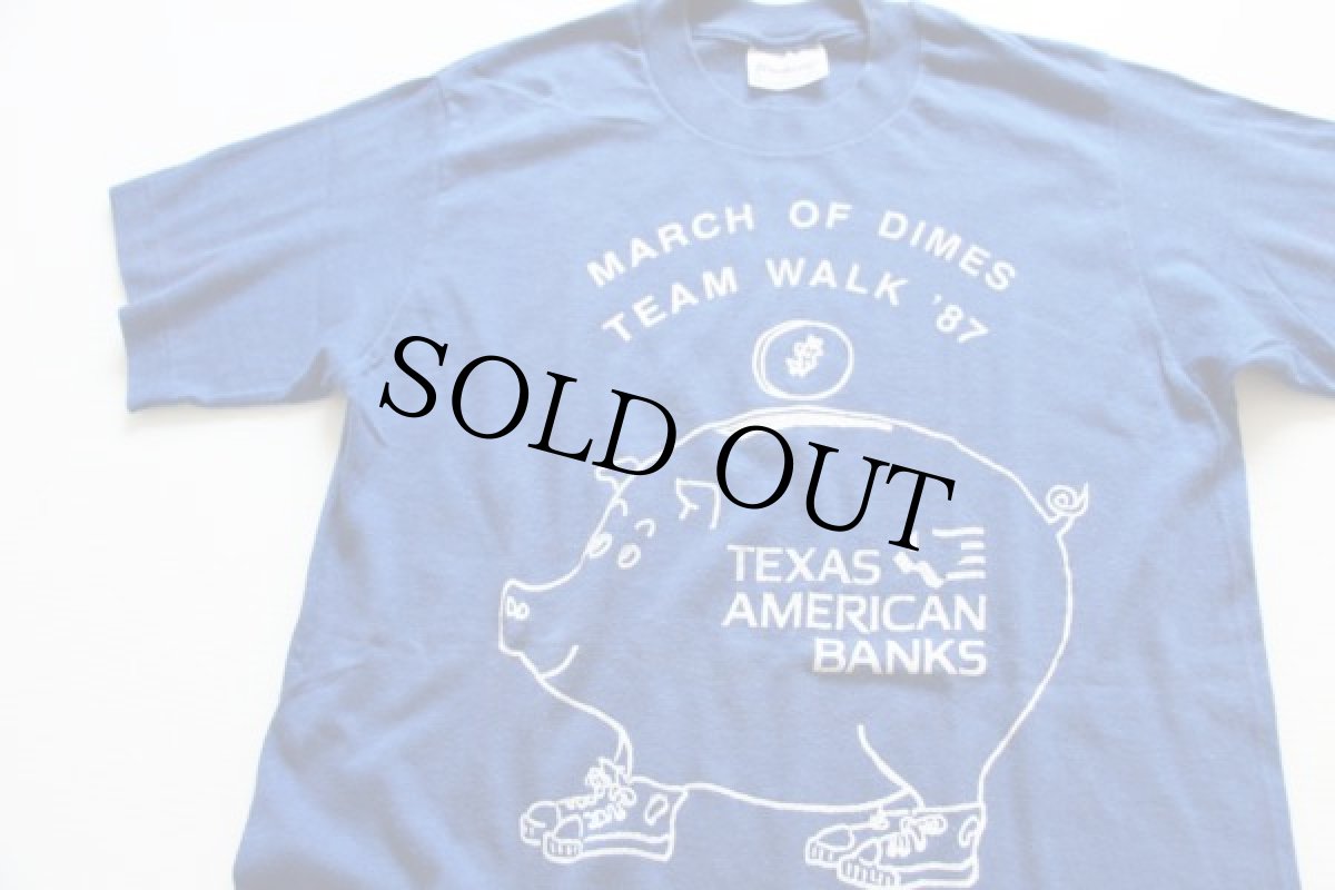 画像1: 80s USA製 TEXAS AMERICAN BANKS Tシャツ 青 M (1)