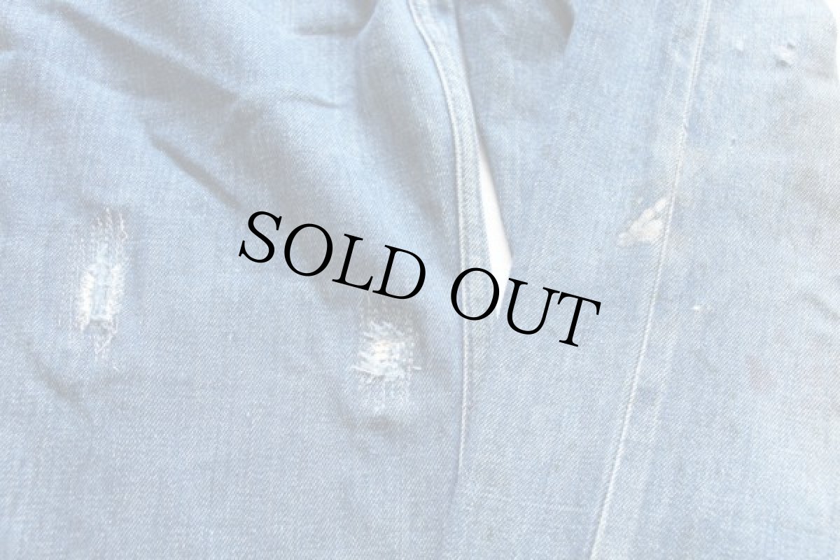 画像7: 40s UNKNOWN 股リベット インディゴ デニムパンツ ボロ W28 (7)