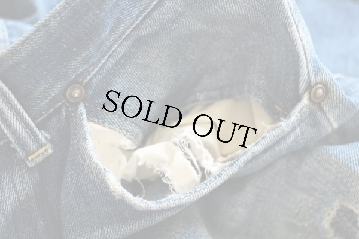 画像9: 40s UNKNOWN 股リベット インディゴ デニムパンツ ボロ W28 (9)