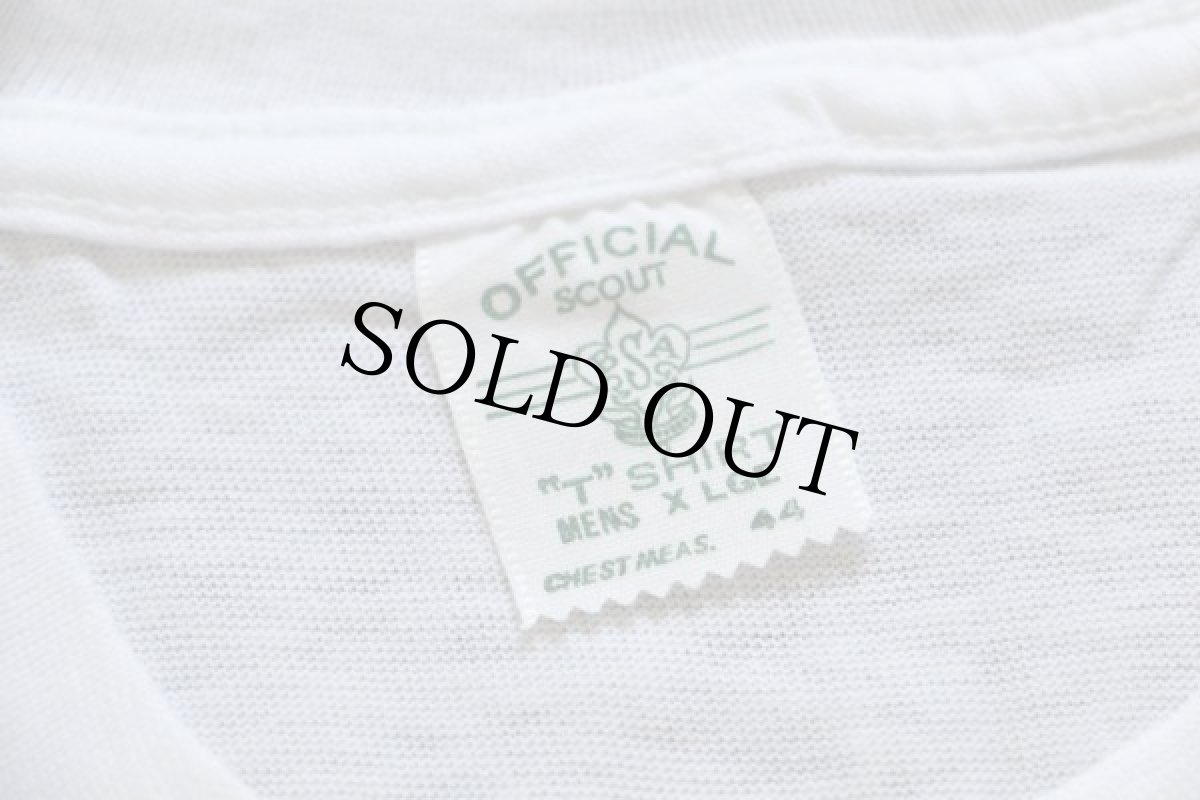 画像4: デッドストック★60s BSA ボーイスカウト SAM HOUSTON 染み込みプリント コットンTシャツ 白 XL (4)