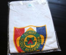 画像1: デッドストック★60s BSA ボーイスカウト SCHIFF SCOUT 染み込みプリント コットンTシャツ 白 XL (1)