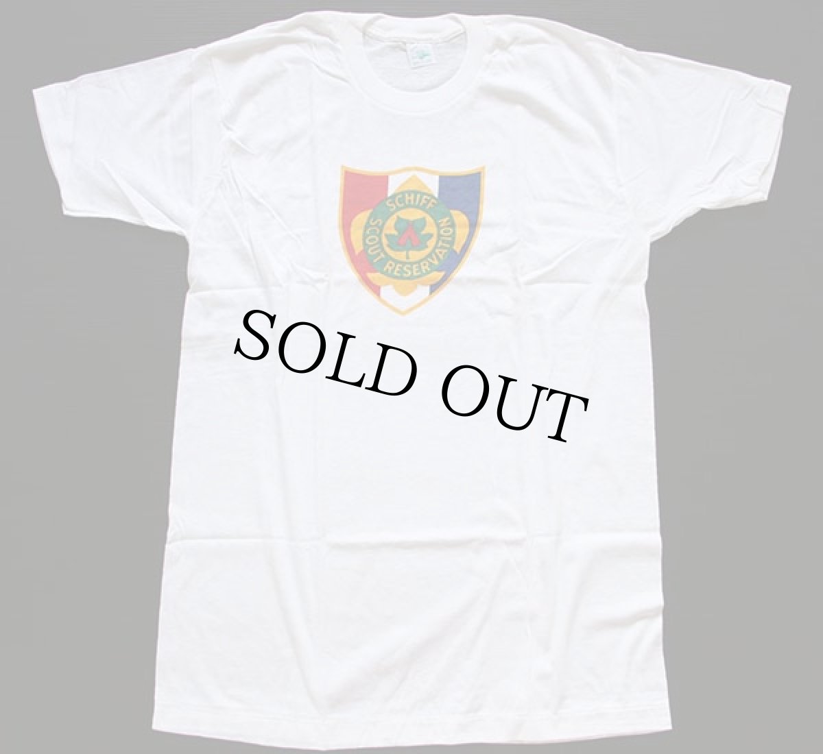 画像2: デッドストック★60s BSA ボーイスカウト SCHIFF SCOUT 染み込みプリント コットンTシャツ 白 XL (2)