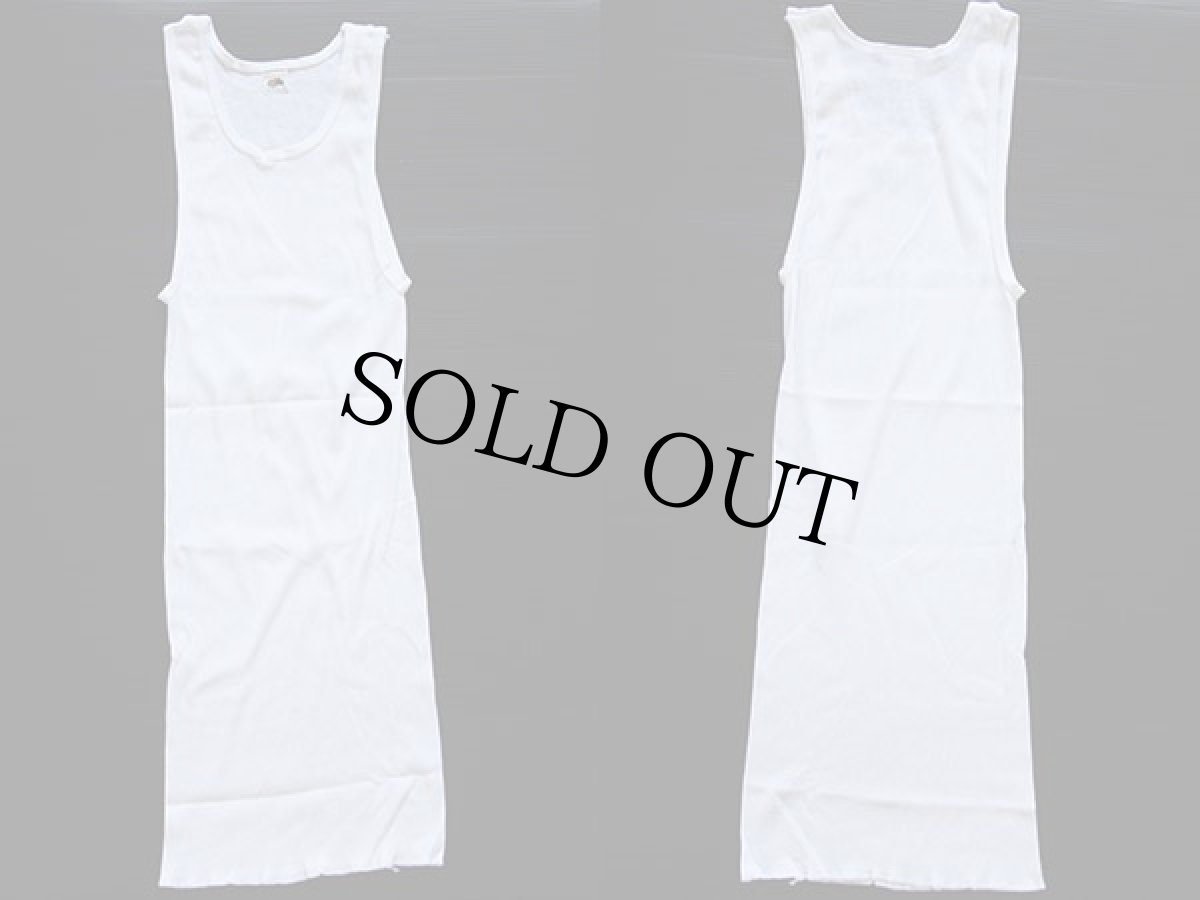 画像2: デッドストック★80s USA製 FRUIT OF THE LOOM コットン リブ タンクトップ 白 M (2)