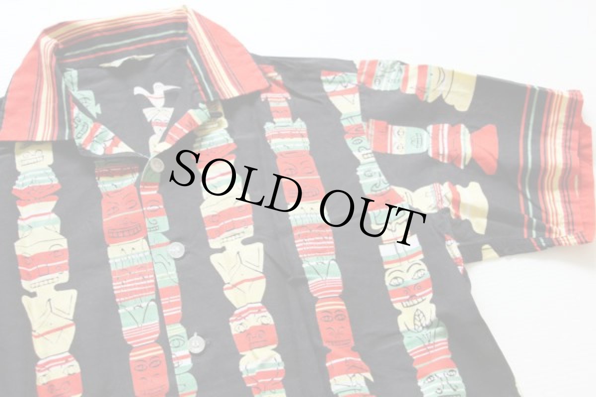 画像3: 50s USA製 California トーテムポール コットン アロハシャツ M (3)