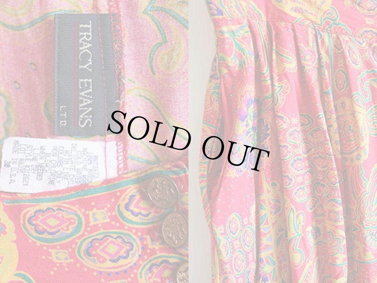 画像3: 80s USA製 TRACY EVANS エスニック柄 レーヨン ガウチョパンツ 30 (3)