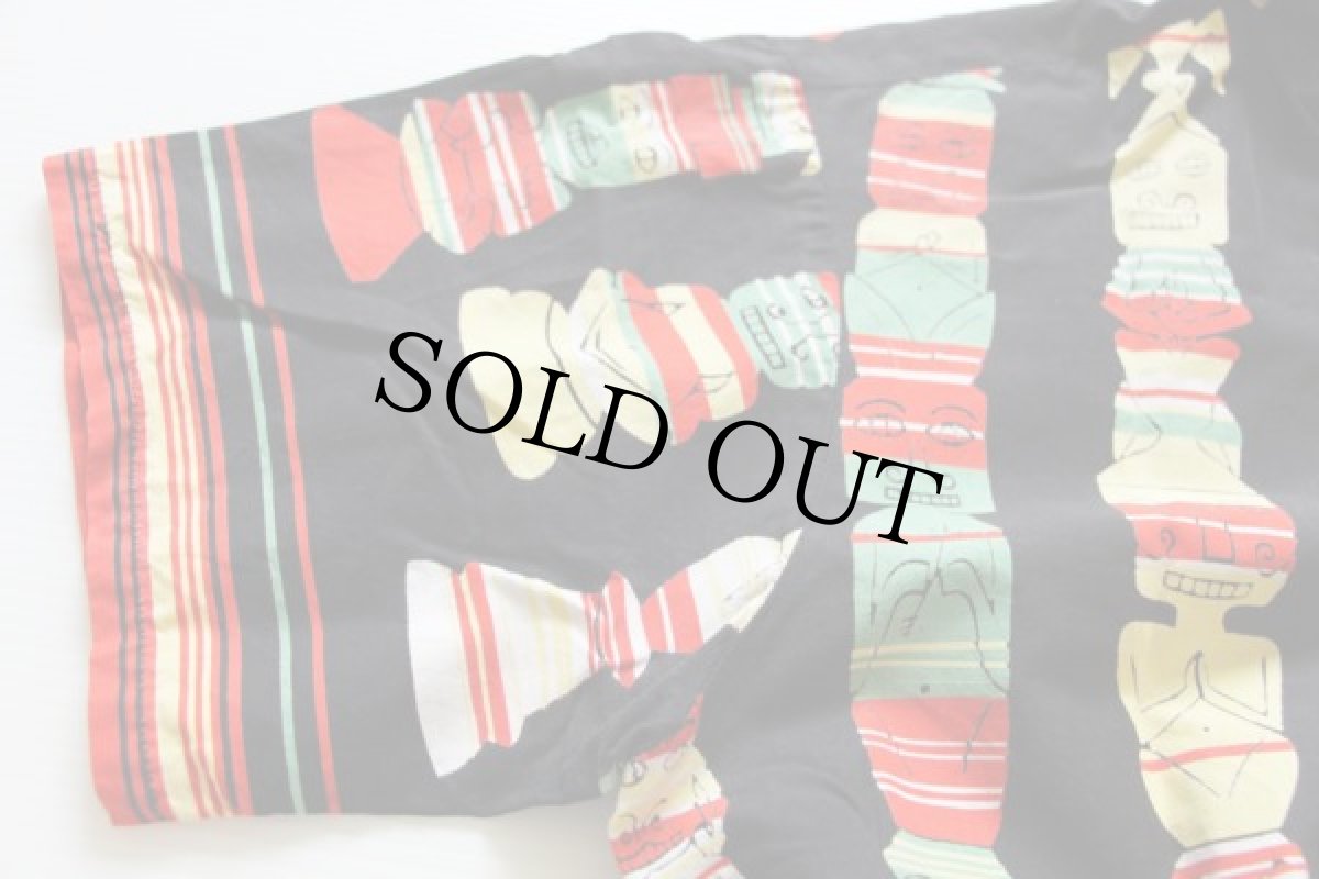 画像6: 50s USA製 California トーテムポール コットン アロハシャツ M (6)