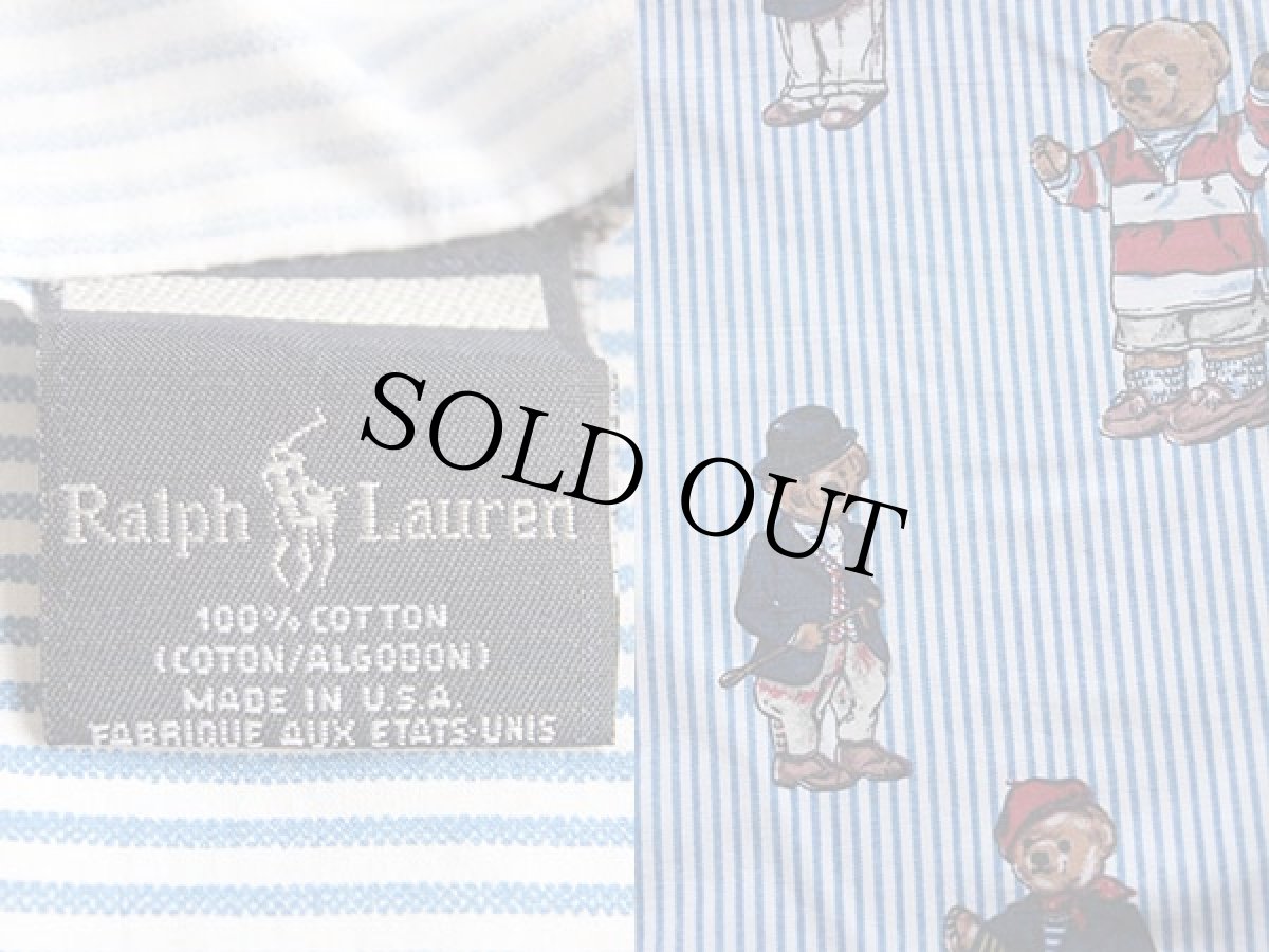 画像3: 90s USA製 ラルフローレン ポロベア フラットシーツ (3)