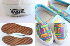 画像3: 80s USA製 VANSバンズ 総柄 スリッポン 蛍光 4.5★スニーカー (3)