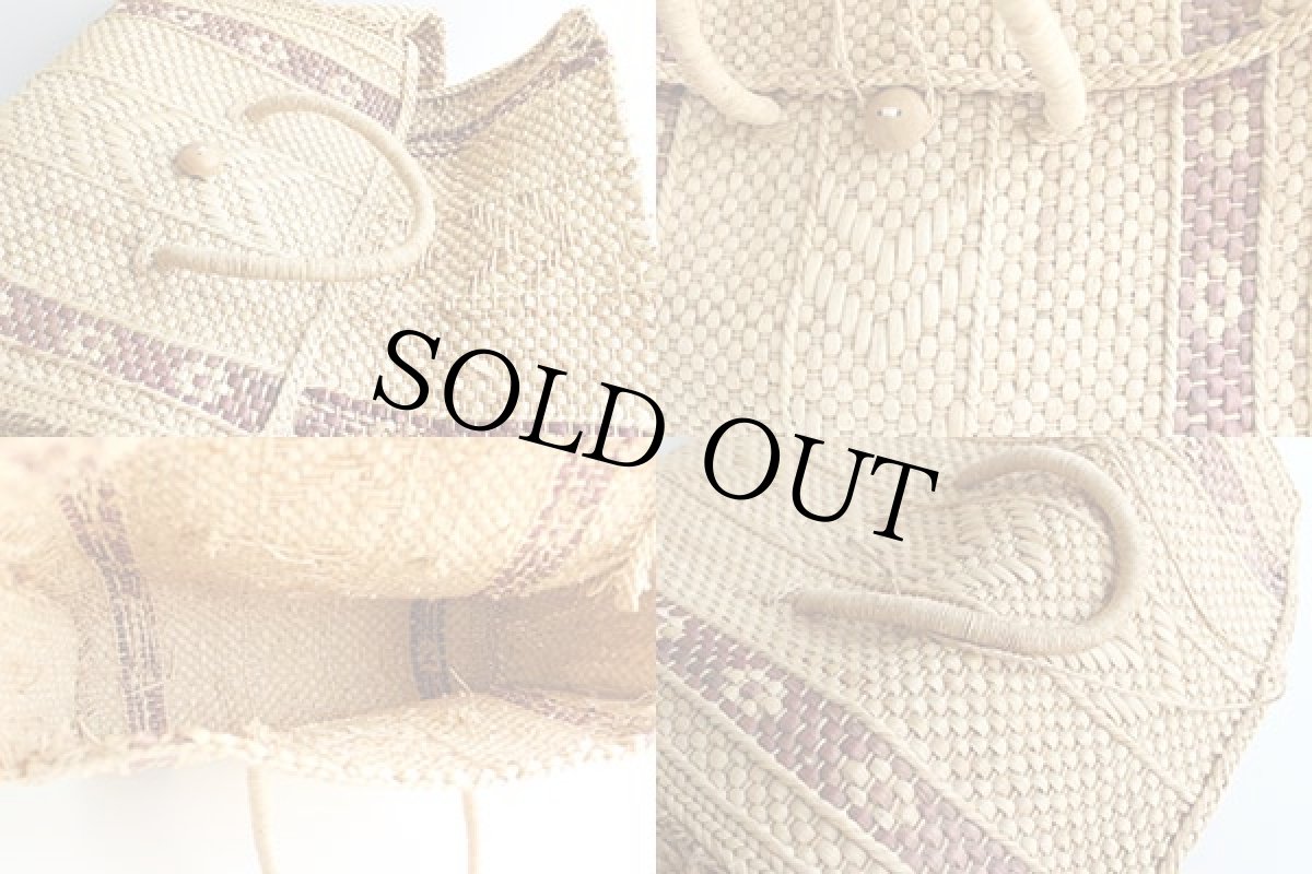 画像3: オールド ハンドメイド 編み込み かごバッグ (3)