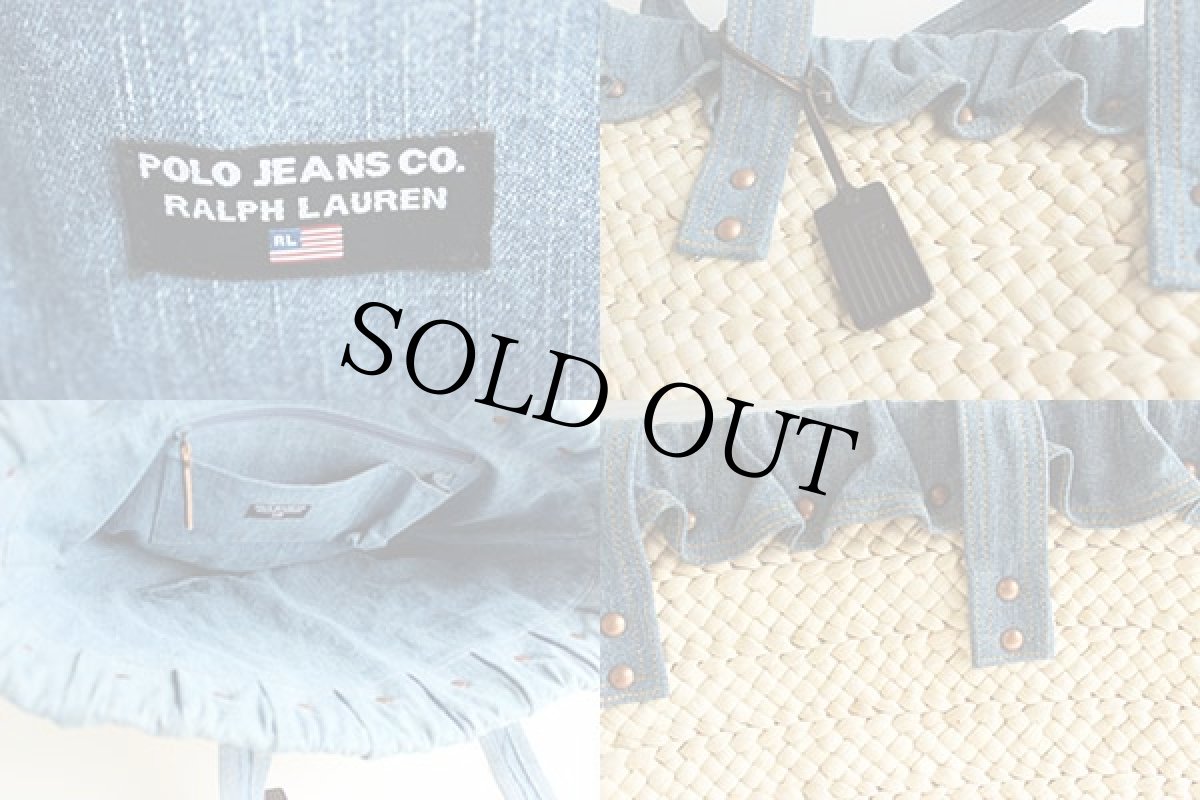 画像3: 00s POLO JEANSポロ ジーンズ ラルフローレン デニム×ストロー 編み込み かごバッグ (3)