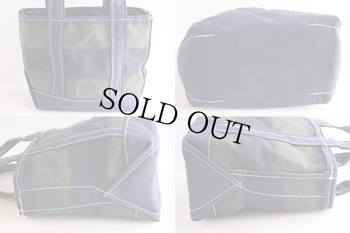 画像2: USA製 L.L.Bean BOAT AND TOTE 太ボーダー キャンバス トートバッグ 紺×緑 ミニ (2)