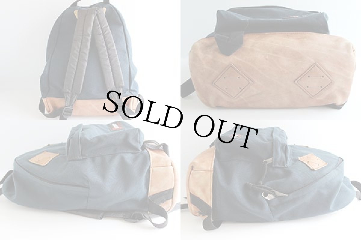 画像2: 80s USA製 EASTPAKイーストパック ボトムレザー リュックサック 濃紺 (2)