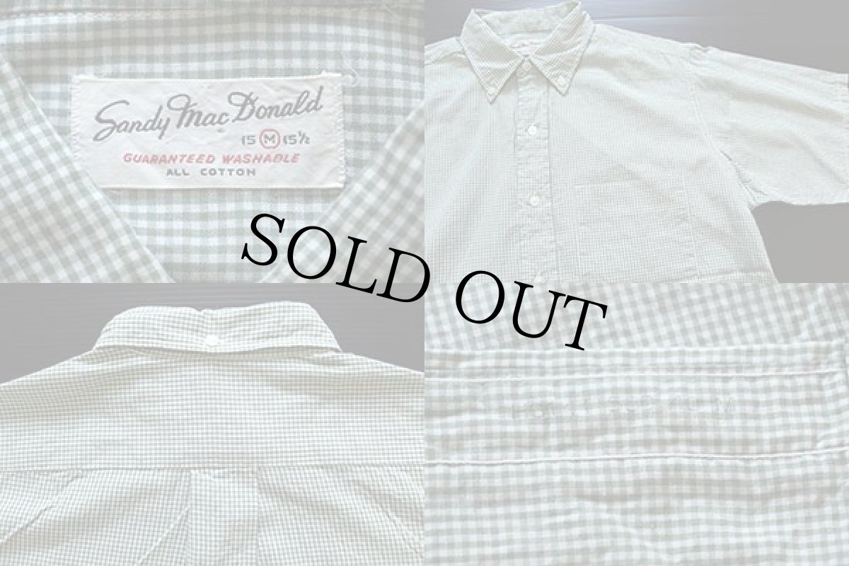 画像3: 60s Sandy Mac Donald チェック 三点留め ボタンダウン 半袖 コットンシャツ M (3)