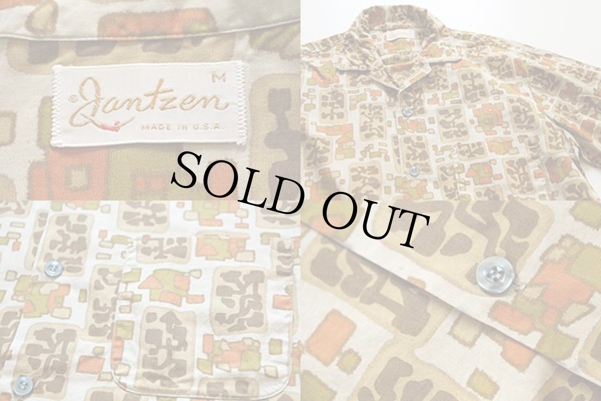 画像3: 70s USA製 Jantzen 総柄 半袖コットンシャツ M (3)