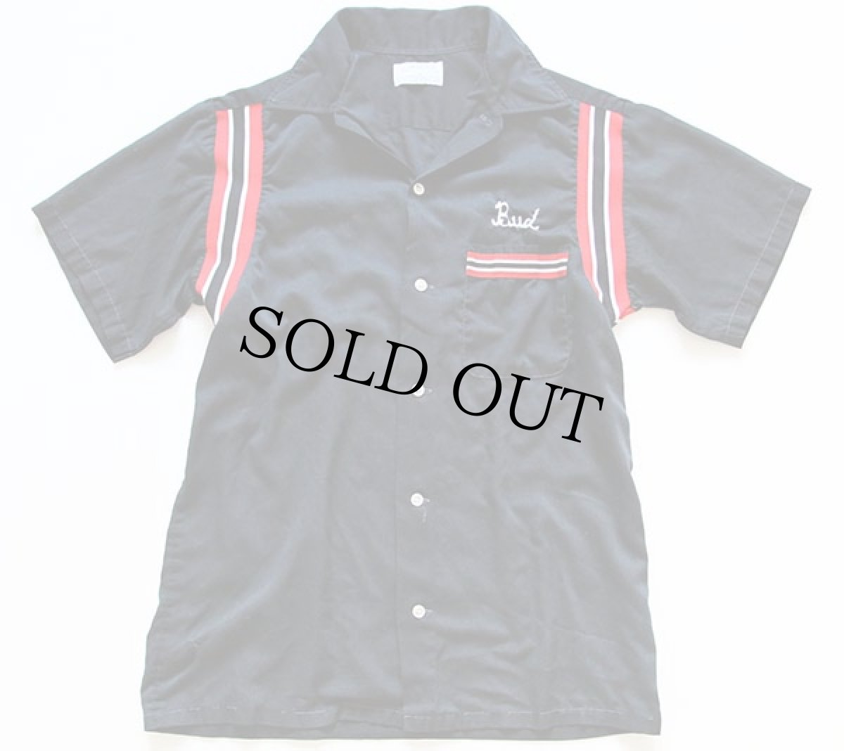 画像2: 70s USA製 Hiltonヒルトン チェーン刺繍 ボウリングシャツ 黒 M (2)