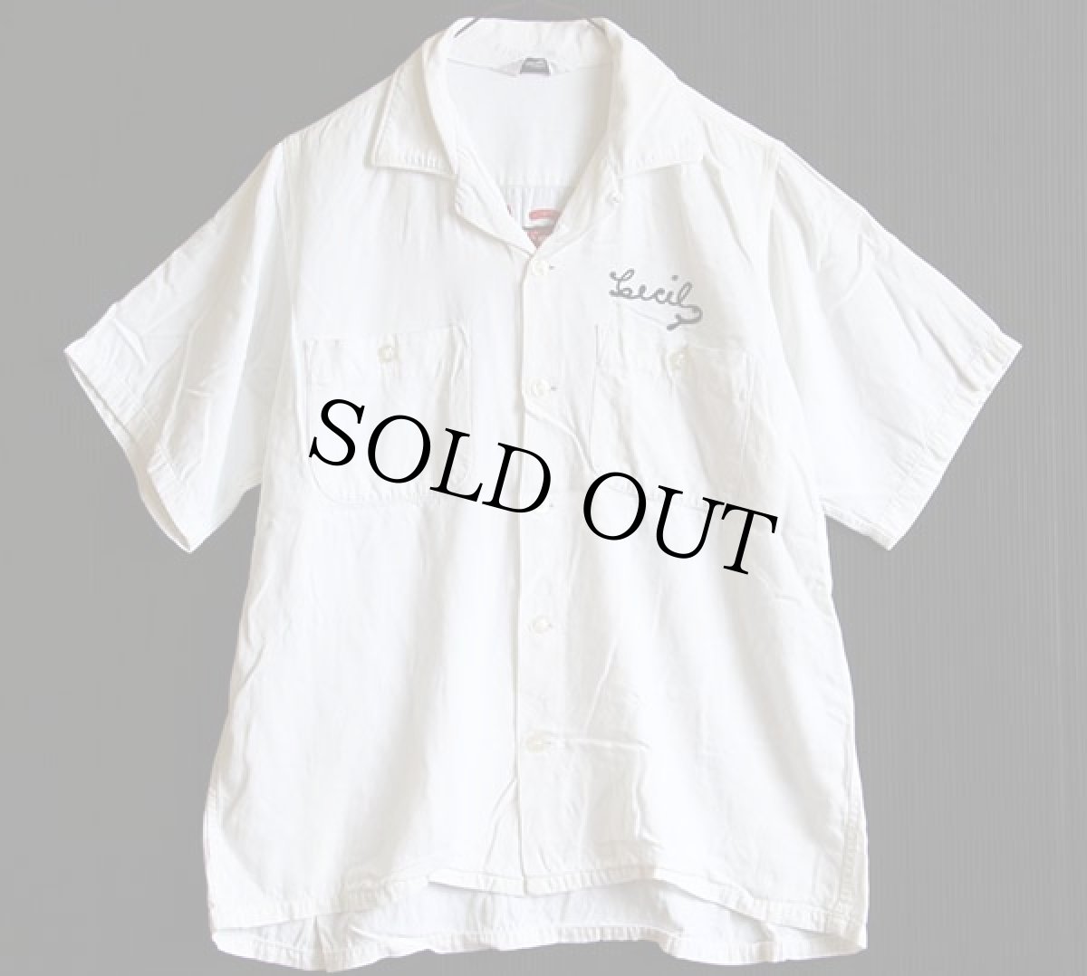 画像2: 60s MOSLEM フリーメイソン チェーン刺繍 ボウリングシャツ 白 M (2)