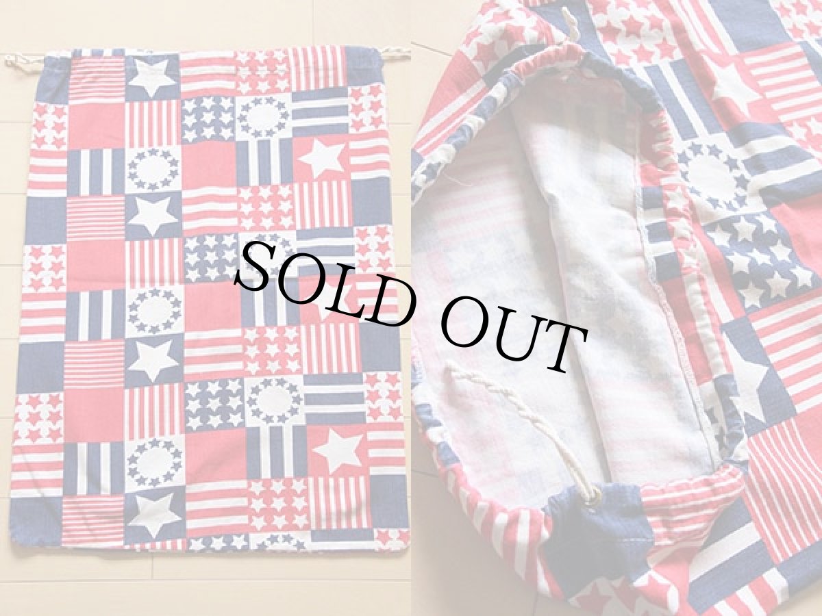 画像2: 70s 星条旗柄 コットンバッグ (2)