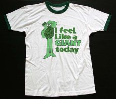 画像2: 70s I feeL Like a GIANT today グリーンジャイアント 染み込みプリント リンガーTシャツ 白×緑 (2)