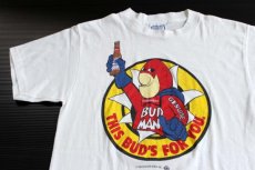 画像1: 80s USA製 Budweiserバドワイザー BUDMANバドマン Tシャツ 白 L (1)