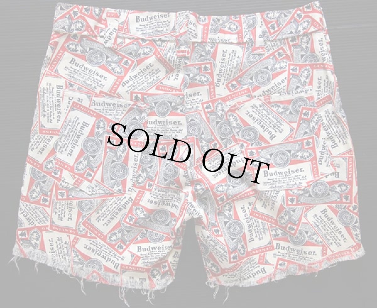 画像2: 70s Budweiserバドワイザー 総柄 カットオフ ショートパンツ★ショーツ (2)
