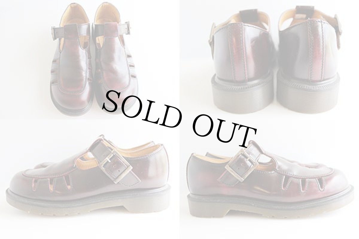 画像2: 英国製 DR.MARTENSドクターマーチン ストラップ レザーシューズ バーガンディ UK7 (2)