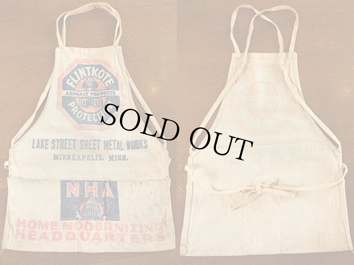 画像2: ビンテージ FLINTKOTE PROTECTION キャンバス ワークエプロン 生成り (2)