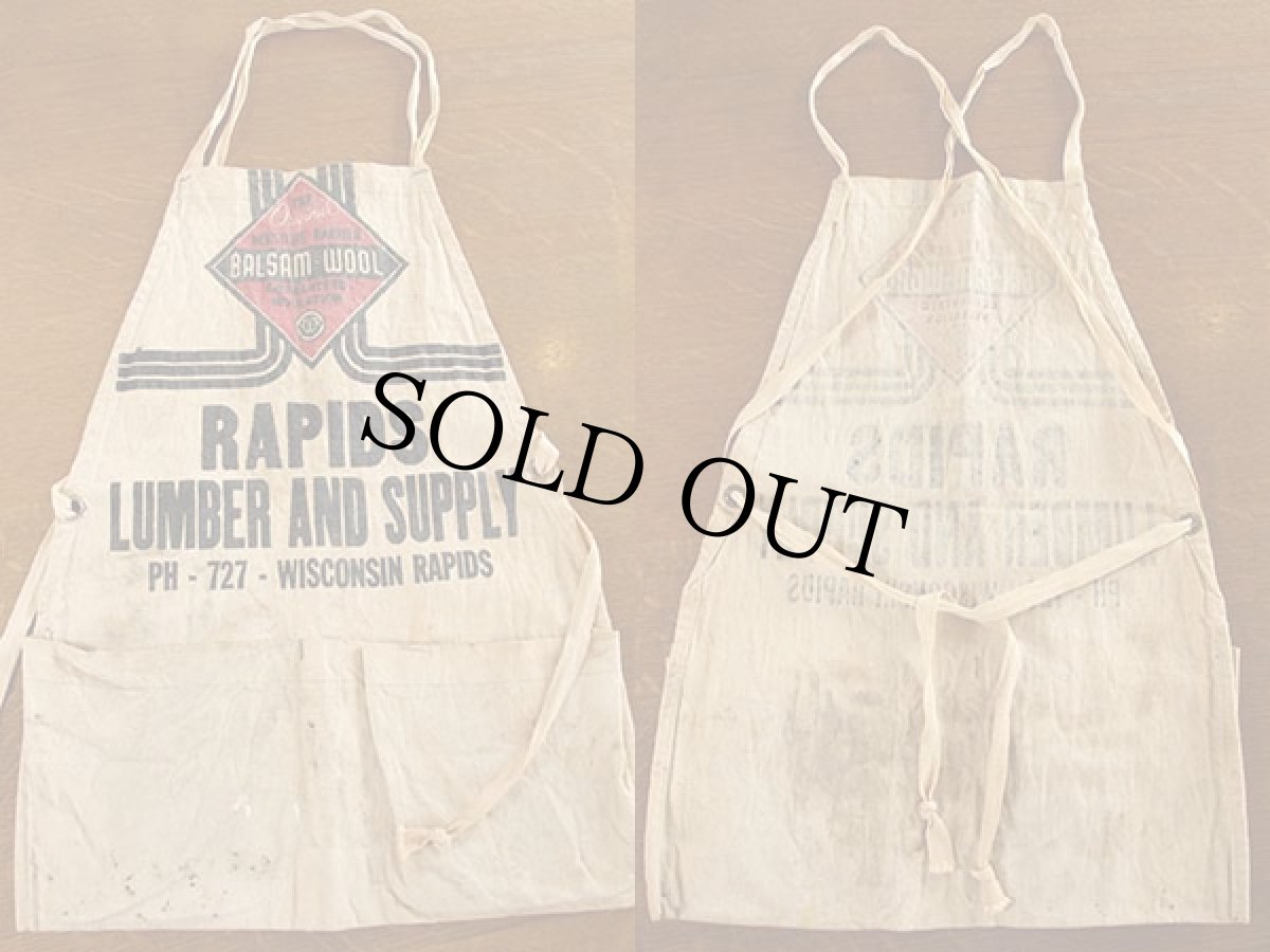 画像2: ビンテージ RAPIDS LUMBER キャンバス ワークエプロン 生成り (2)