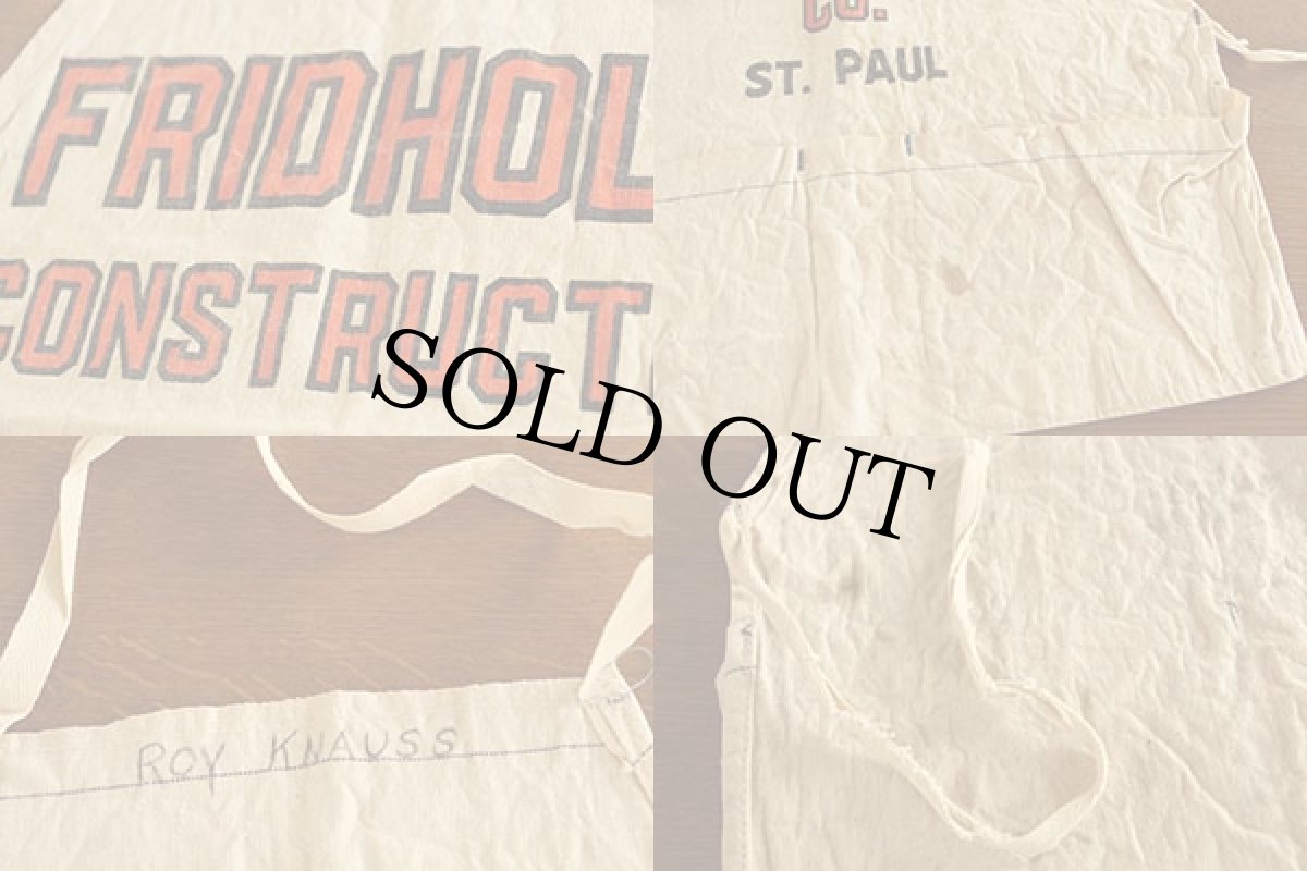 画像3: ビンテージ FRIDHOLM CONSTRUCTIONキャンバス ワークエプロン 生成り (3)