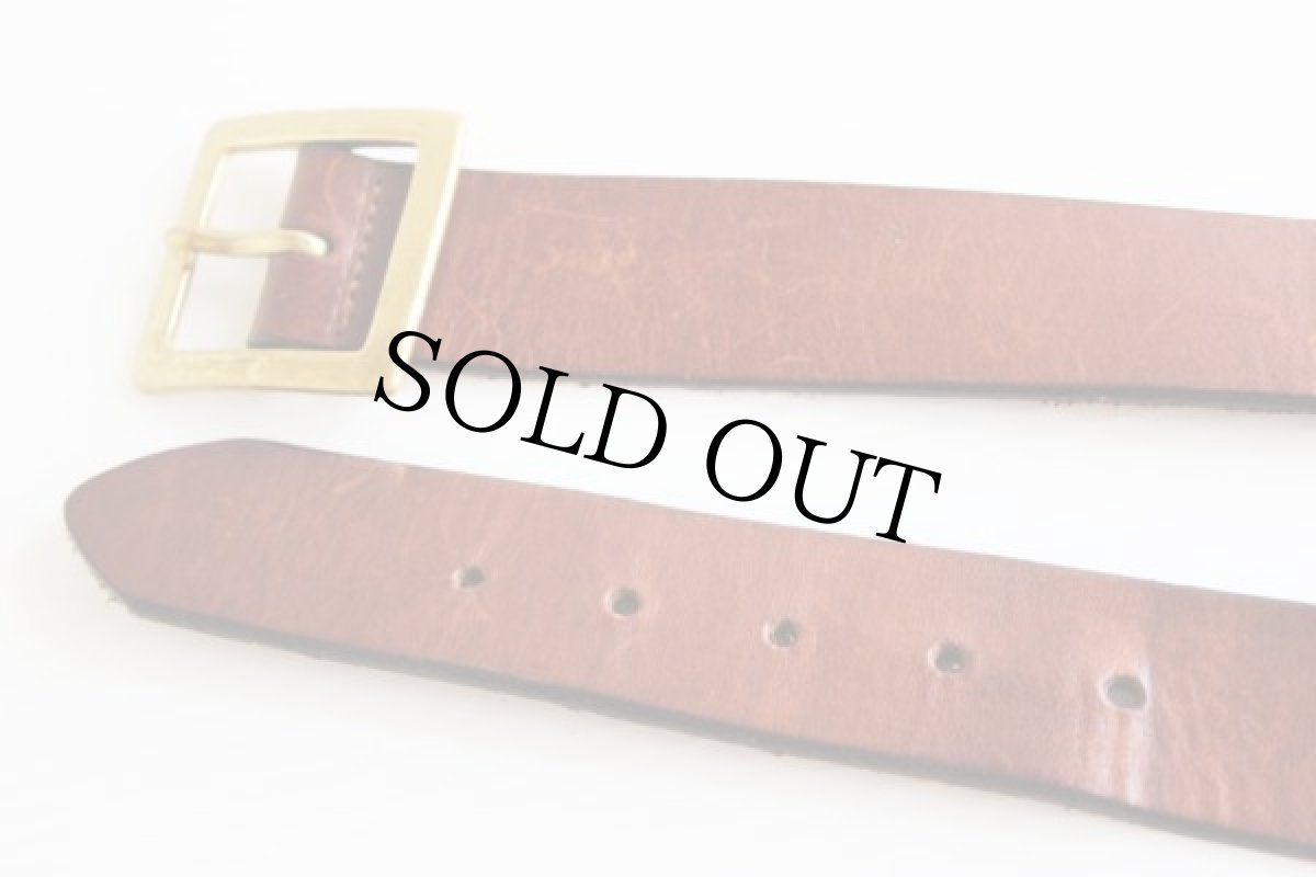 画像2: 英国製 G.H.BASS レザー ギャリソンベルト 茶★647 (2)