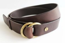 画像1: イタリア製 HUGO BOSS レザー リングベルト 焦げ茶 40★644 (1)
