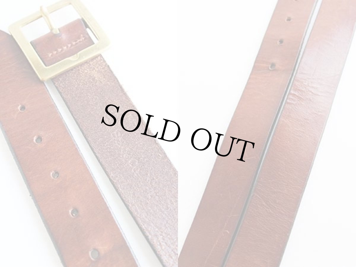 画像3: 英国製 G.H.BASS レザー ギャリソンベルト 茶★647 (3)