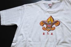 画像1: 60s BSA ボーイスカウト 染み込みプリント コットンTシャツ 白 (1)