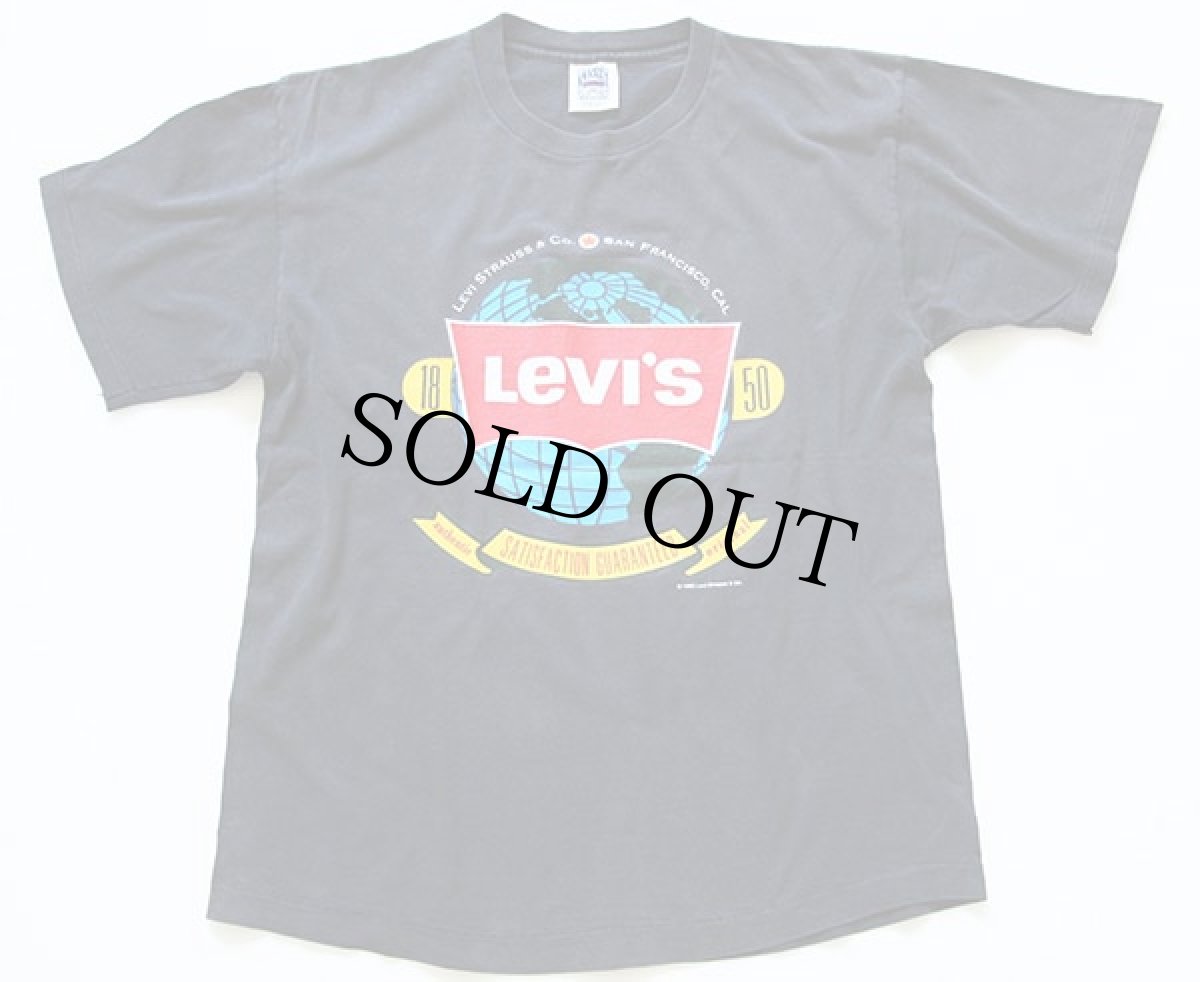 画像2: 90s USA製 Levi'sリーバイス ロゴ コットンTシャツ 炭黒 L (2)