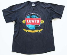 画像2: 90s USA製 Levi'sリーバイス ロゴ コットンTシャツ 墨黒 L (2)