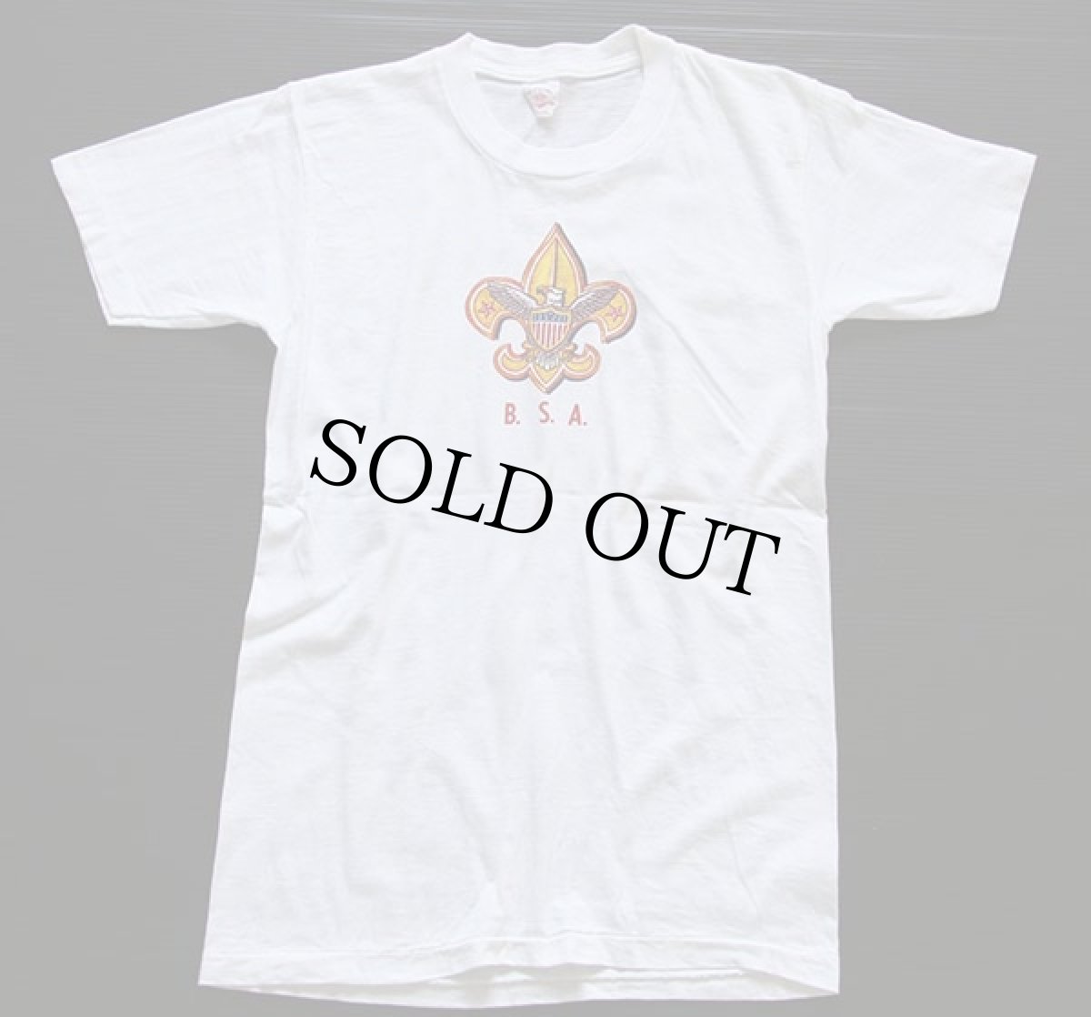 画像2: 60s BSA ボーイスカウト 染み込みプリント コットンTシャツ 白 (2)