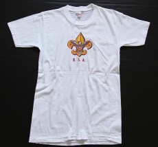 画像2: 60s BSA ボーイスカウト 染み込みプリント コットンTシャツ 白 (2)