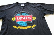 画像1: 90s USA製 Levi'sリーバイス ロゴ コットンTシャツ 墨黒 L (1)