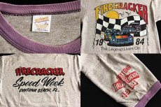 画像3: 80s USA製 FIRECRACKER SPEED WEEK リンガーTシャツ 杢茶 L (3)