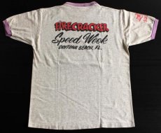 画像2: 80s USA製 FIRECRACKER SPEED WEEK リンガーTシャツ 杢茶 L (2)