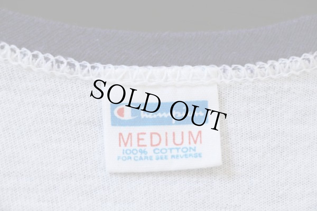 画像4: 70s USA製 Championチャンピオン MICHIGAN 染み込みプリント コットン リンガーTシャツ M (4)