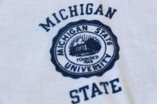 画像3: 70s USA製 Championチャンピオン MICHIGAN 染み込みプリント コットン リンガーTシャツ M (3)