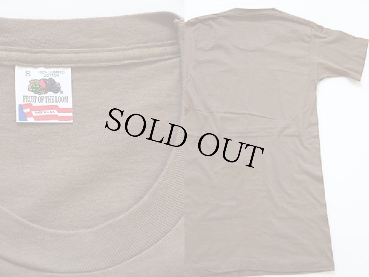画像3: デッドストック★90s USA製 FRUIT OF THE LOOM 無地 コットンTシャツ 茶 S (3)