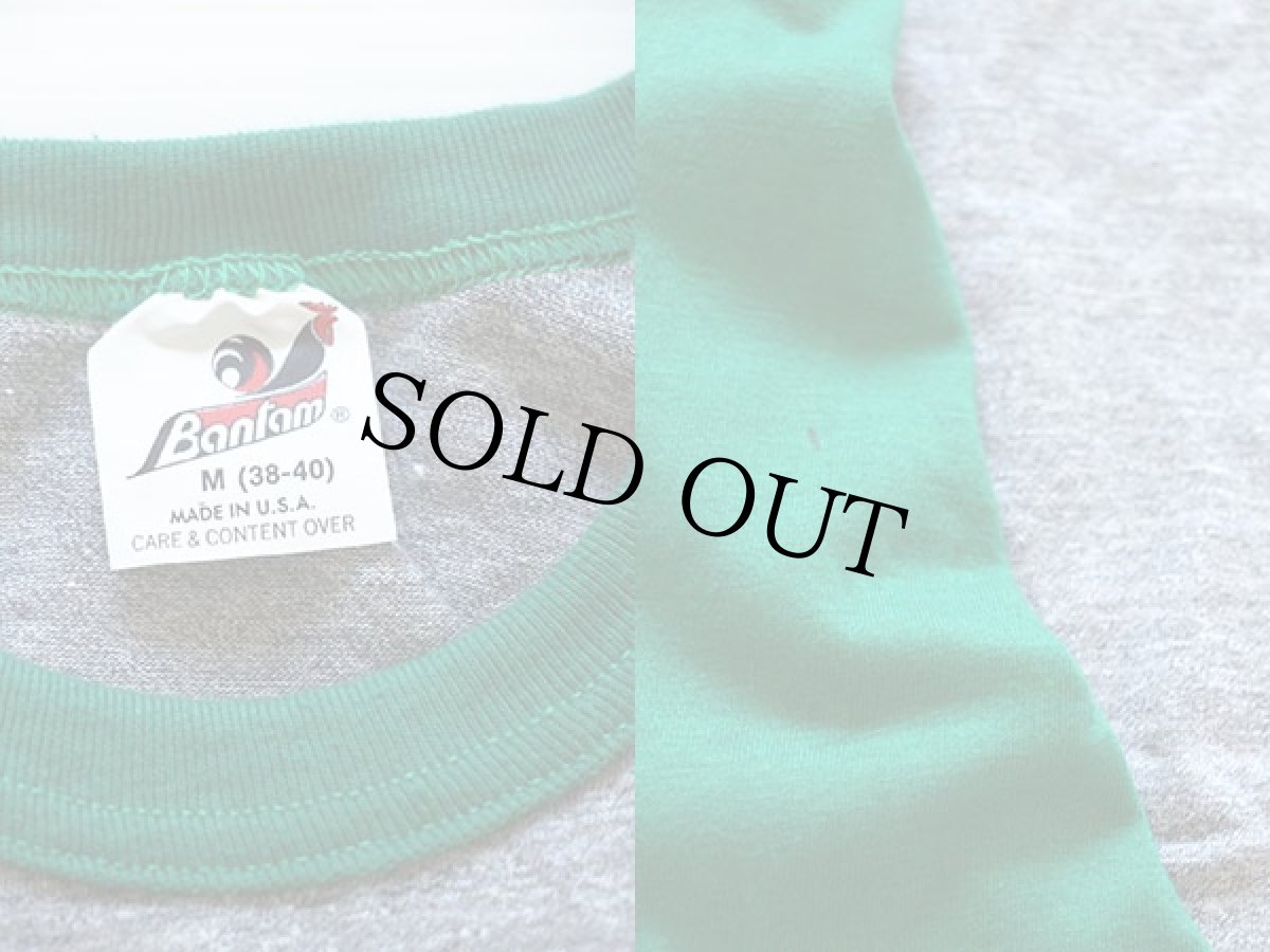 画像3: デッドストック★80s USA製 Bantam ツートン 七分袖 ラグランTシャツ 杢グレー×緑 M (3)