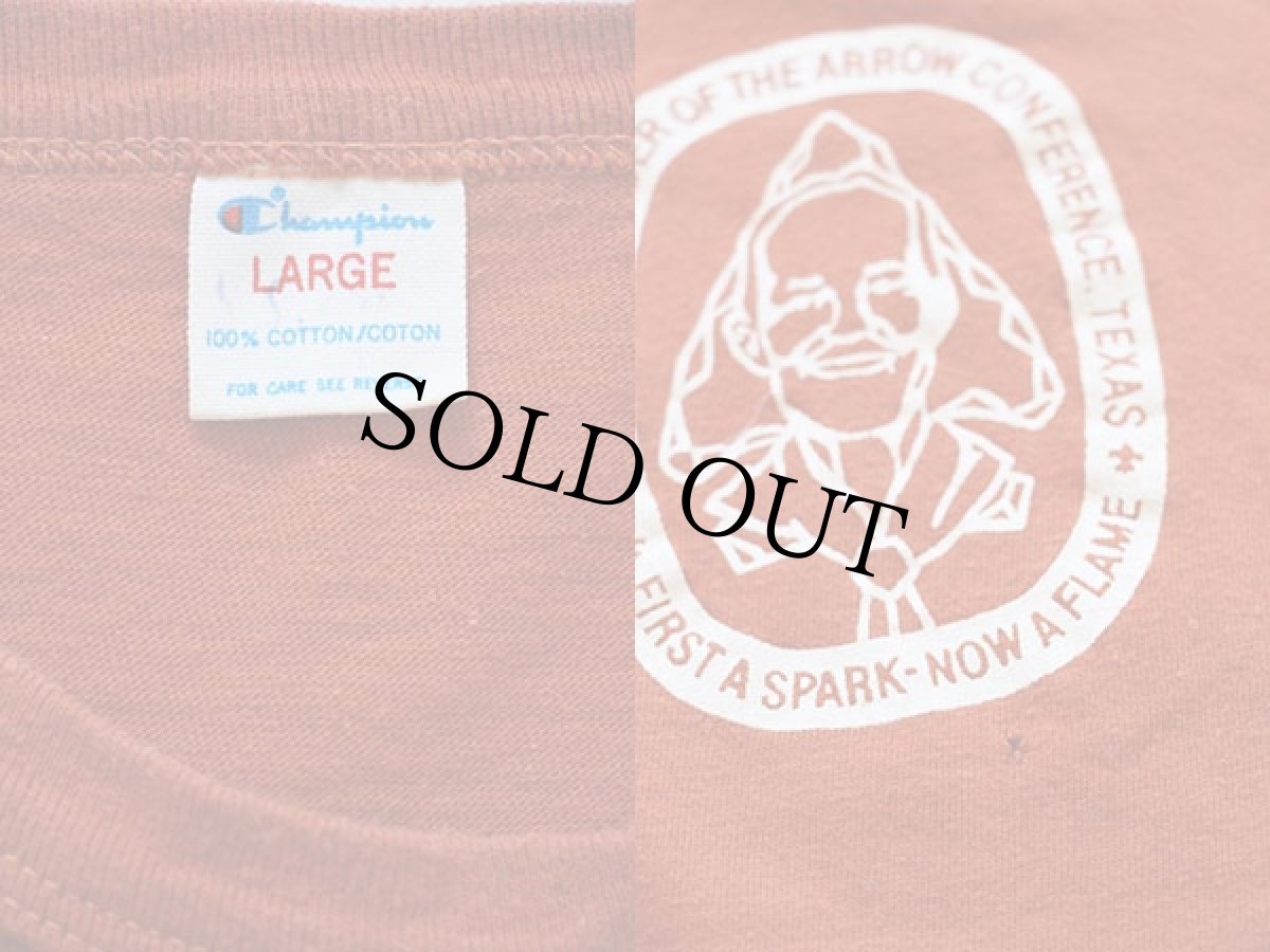 画像3: 80s USA製 Championチャンピオン NOAC TEXAS コットンTシャツ レンガ L (3)