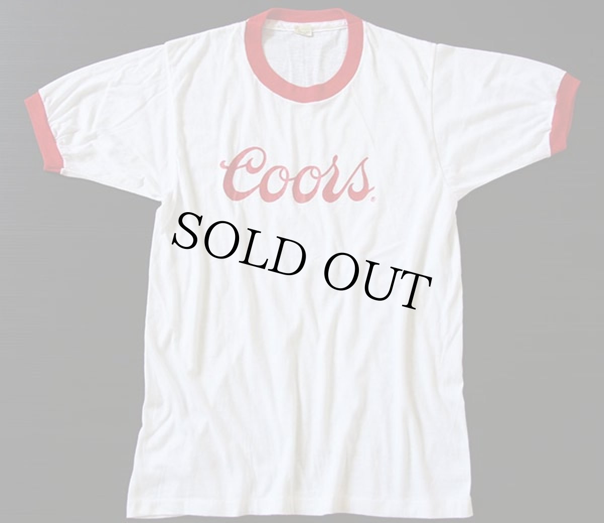 画像2: 80s USA製 Coors ロゴ リンガーTシャツ 白×赤 L (2)