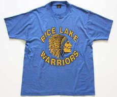 画像2: 90s USA製 RICE LAKE WARRIORS インディアンヘッド Tシャツ 青 XL (2)