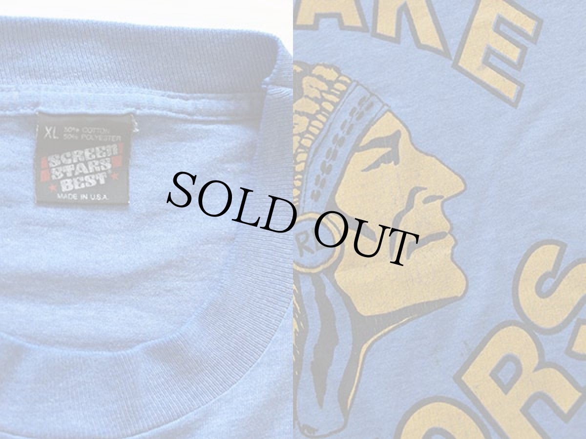 画像3: 90s USA製 RICE LAKE WARRIORS インディアンヘッド Tシャツ 青 XL (3)