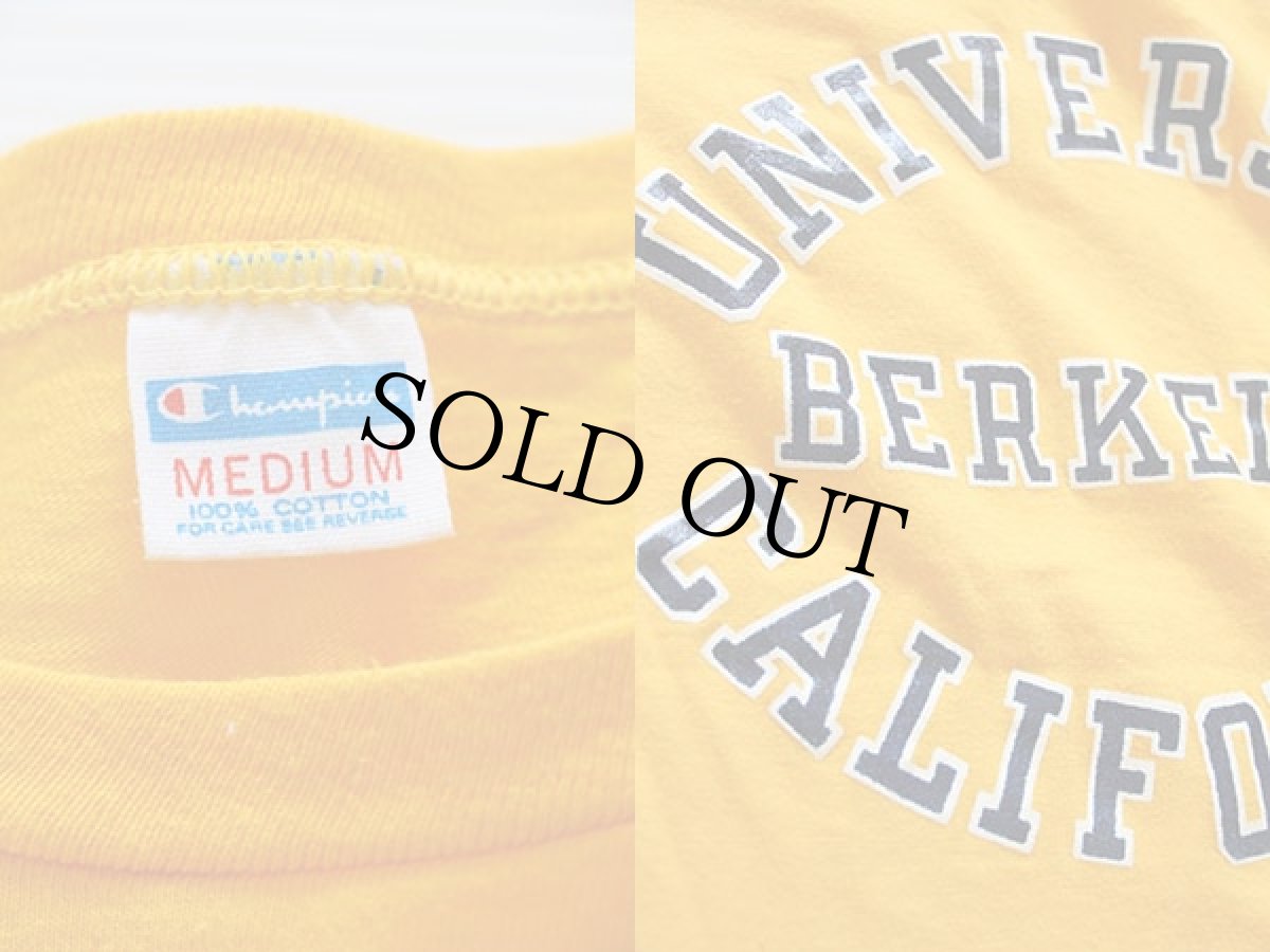 画像3: 70s USA製 Championチャンピオン UNIVERSITY CALIFORNIA コットンTシャツ 黄 M (3)