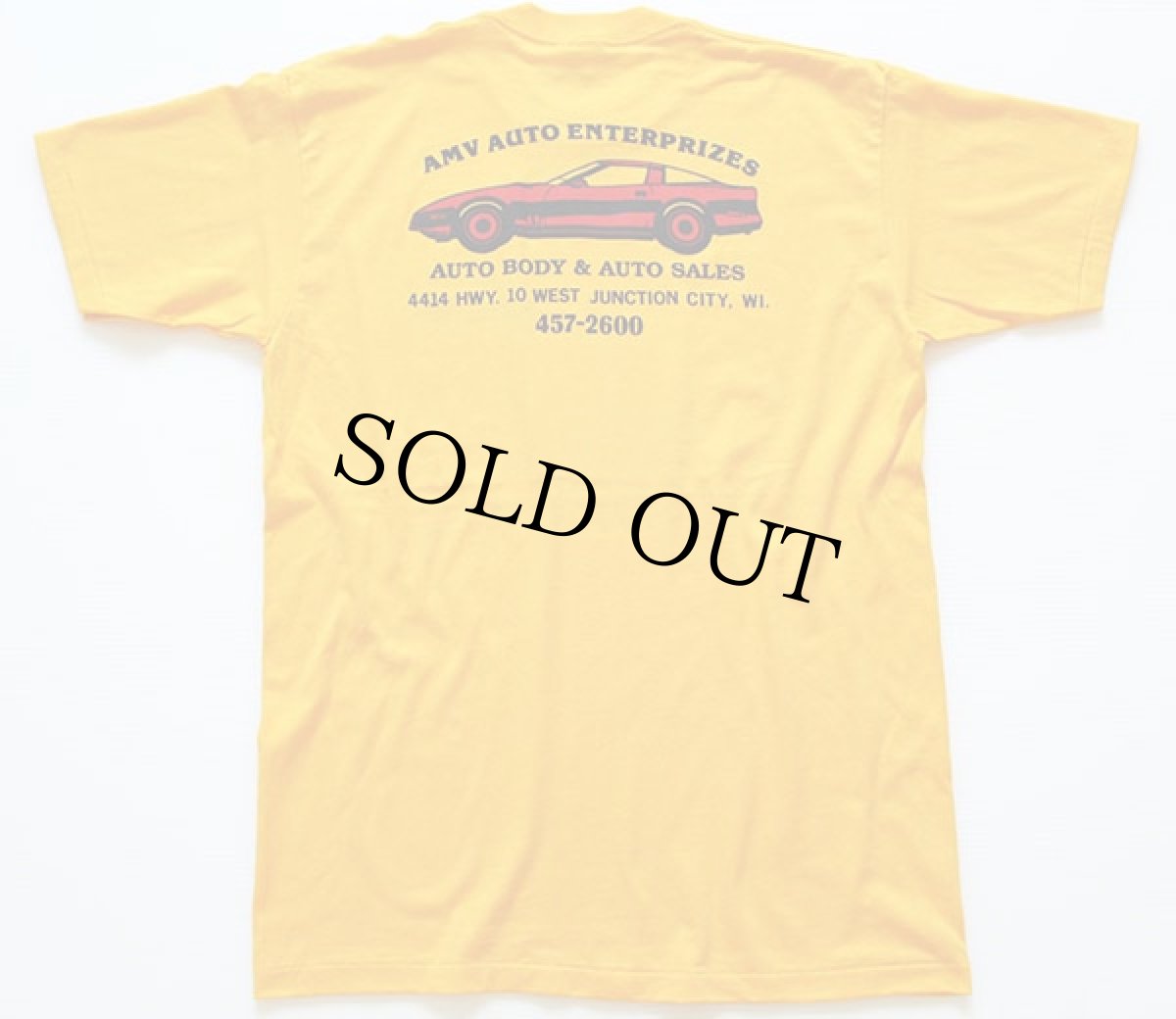 画像2: デッドストック★80s USA製 AMV AUTO ENTERPRIZES 両面プリント Tシャツ 黄 L (2)