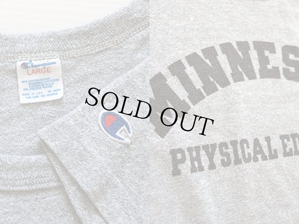 画像3: 80s USA製 Championチャンピオン MINNESOTA 染み込みプリント 88/12 Tシャツ 杢グレー L (3)